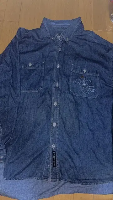 Zety Wales sports 데님 긴팔 셔츠 자수 포켓