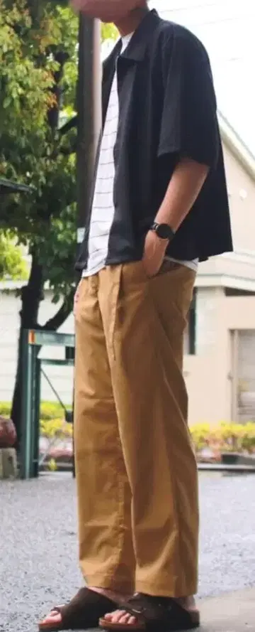 2만 엔 MR.OLIVE 쿨맥스 스트레치 개버딘 와이드 팬츠