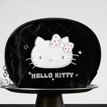 Hello Kitty 퀼팅 파우치 블랙 키티 블랙