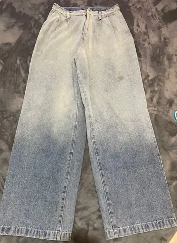 그라데이션 데님 팬츠 와이드 레그 파랑