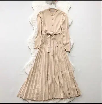 CELFORD*셀포드 플리츠 니트 원피스 롱 기장 38