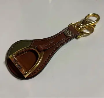 레어템 SOMES SADDLE 브라운 가죽 골드 키링