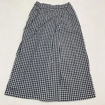 깅엄 체크 와이드 팬츠