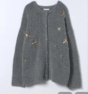 지나시스 비즈 자수 그레이 가디건