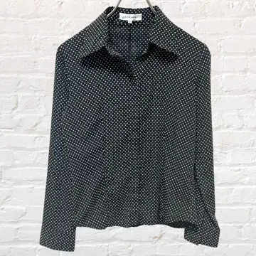 LAUTREAMONT 로트레아몽 긴팔 셔츠 V넥 도트 무늬 블랙