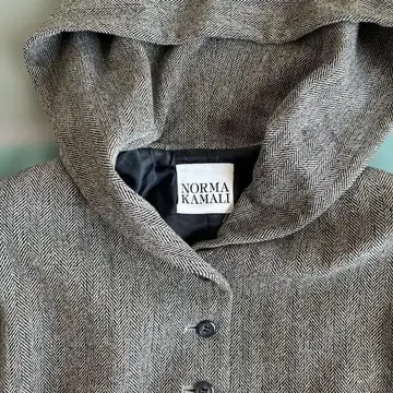 노르마 카말리 M 사이즈 여성용 후드 부착 코트 헤링본