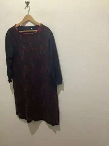 네넷 NE-NET 체크 레이스 절개 원피스 사이즈 2 네이비 긴팔