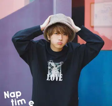 NissyNaptime 프린트 풀오버 티셔츠 블랙 M