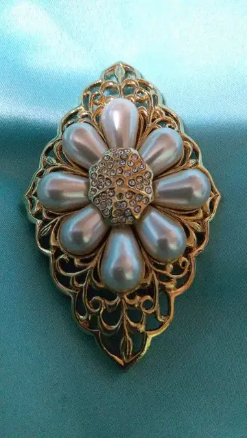 모조 진주와 지르코니아 오비 고정 띠 [ 대형 ]