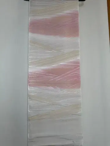 오비 장식 천 핑크 금실 옅은 베이지