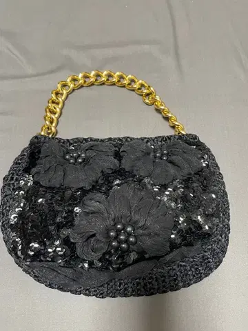 M'S GRACY 꽃 모티브 블랙 핸드백