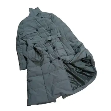 새상품급  컬렉션 XL 롱 다운 코트 벨트 포함 더블 카키