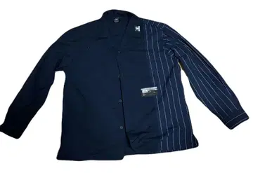 good inspiration 절개 디자인 셔츠 L 네이비 스트라이프