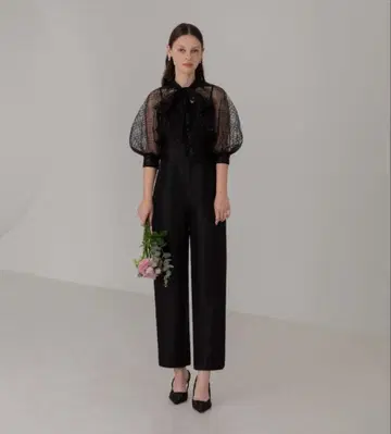 [ LEJA ] 도트 무늬 스팽글 퍼프 슬리브 볼레로 올인원 드레스