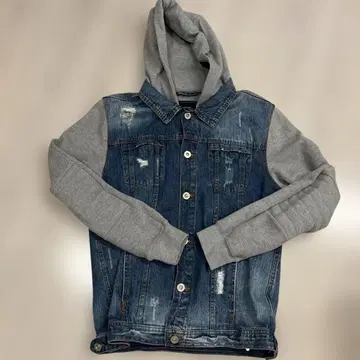 후드 부착 데님 자켓