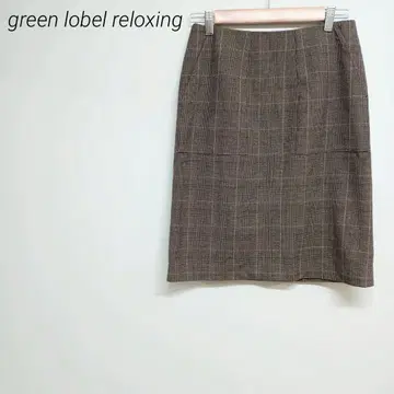 green lobel reloxing 브라운 체크 무늬 타이트 스커트