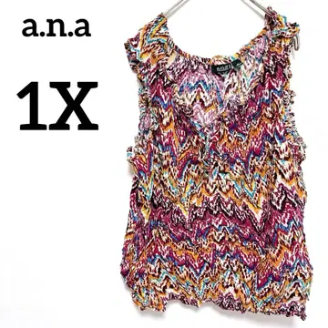 a.n.a 슬리브리스 블라우스 [ 1X ] 멀티 컬러 프릴 빈티지 여름