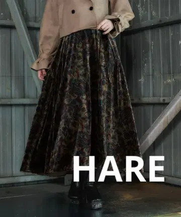 새상품 HARE 하레 페이즐리 벨로아 플레어 스커트 롱 스커트 F