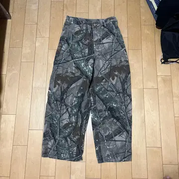 카모플라쥬 와이드 팬츠 L 상당 빈티지