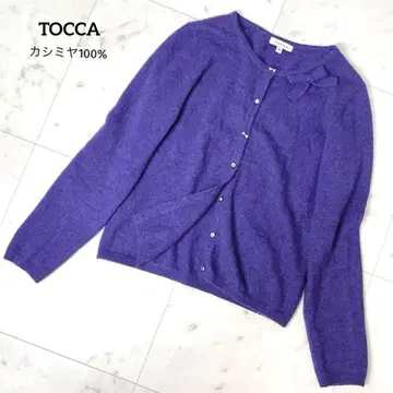 [ 새상품급 ] 토카 캐시미어 가디건 리본 스톤 XS 퍼플