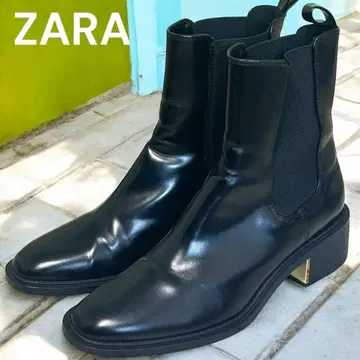새상품급 ZARA 가죽 첼시 부츠 블랙 24.5cm