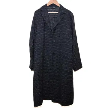 JOURNAL STANDARD 다크 블루 도트 무늬 롱 코트 울