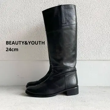 BEAUTY&YOUTH 롱 부츠 천연 가죽 24cm 블랙