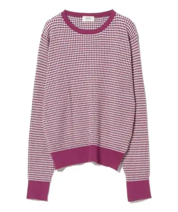 BEAMS HEART 변형편 패턴 크루넥 니트