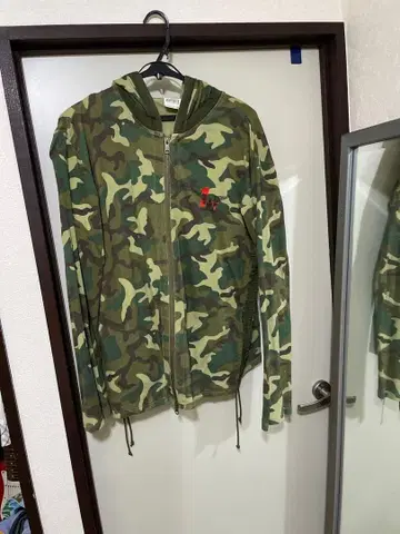 AVIREX 카모 패턴 풀 집업 후드티 1st 자수 포함