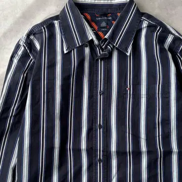 15668 타미힐피거 스몰 로고 자수 스트라이프 셔츠