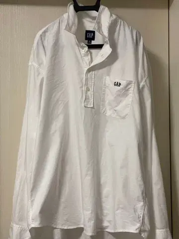 GAP 로고 옥스퍼드 풀오버 긴팔 셔츠 화이트 원포인트 자수 M