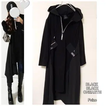 BLACKBLACKONEARTH 후드 부착 디자인 원피스