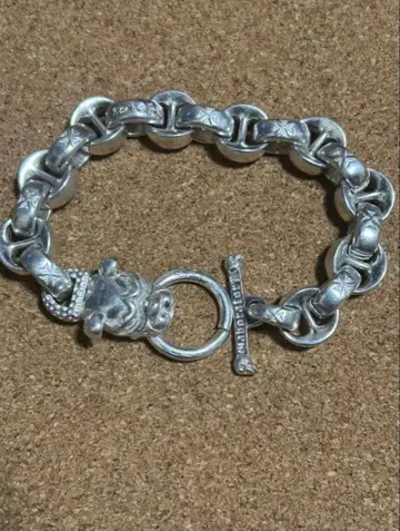 80s 빈티지 멕시칸 체인 도그 팔찌 실버 925