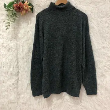 유니클로 긴팔 니트 스웨터 [ XL ] 심플 보온 스트레치 무지 그레이