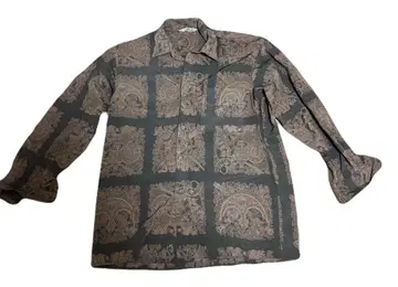 BONTON 셔츠 M 브라운 계열 페이즐리풍 디자인 셔츠 긴팔 구제 의류