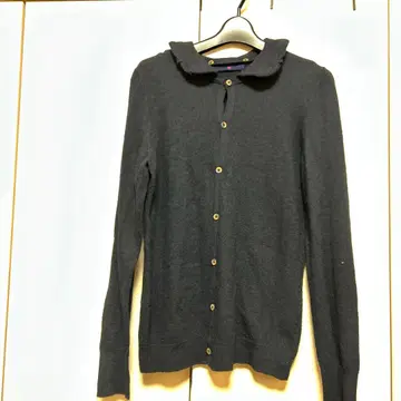 네이비 니트 가디건 카라 부착