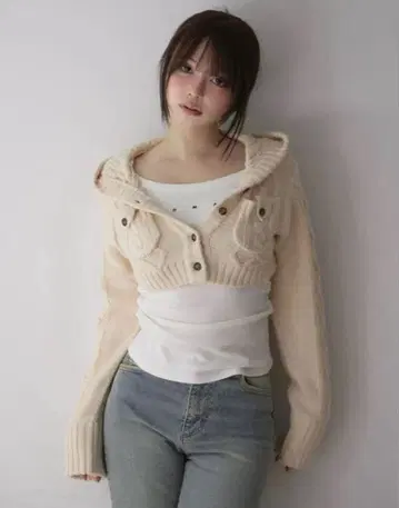 앤드마리 ANDMARY Mary 로고 케이블 니트 세트