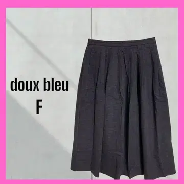 [doux bleu] 체크 롱 플레어 스커트 허리밴딩 코튼