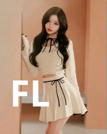 darich 다리치 허리 오픈 리본 디자인 니트 미니 원피스