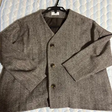 노카라 헤링본 자켓 브라운 F