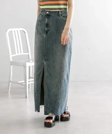 미스틱 슬릿 데님 스커트 블루 1