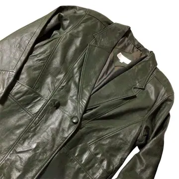 천연 가죽 램 가죽 더블 테일러드 자켓 레어 컬러 그린 프리