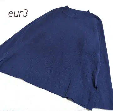 eur3 에울큐브 네이비 하이넥 니트 스웨터
