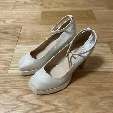 결혼식 10cm 브라이덜 신발 샴페인 컬러 스트랩 포함