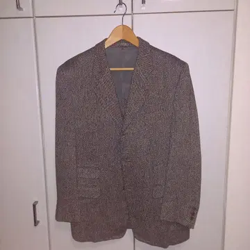 남성용 비기 브라운 트위드 테일러드 자켓