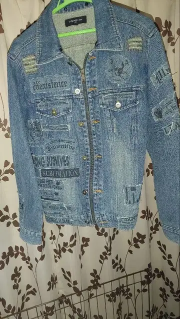 데님 자켓 프린트 데미지 가공