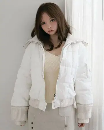 andmary Mary 퀼팅 재킷 화이트 x 베이지