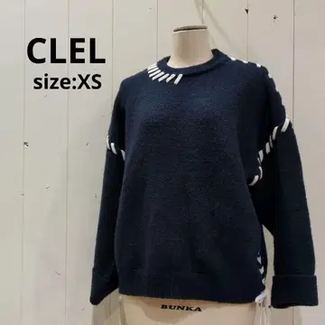 클레일 CLEL 핸드 스티치 니트 스웨터 네이비 XS 여성용