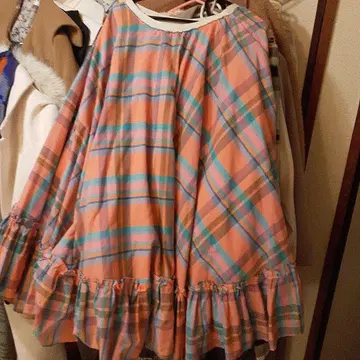 히메 스타일 플레어 스커트 체크 무늬 프리 새상품급