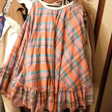 히메 스타일 플레어 스커트 체크 무늬 프리 새상품급